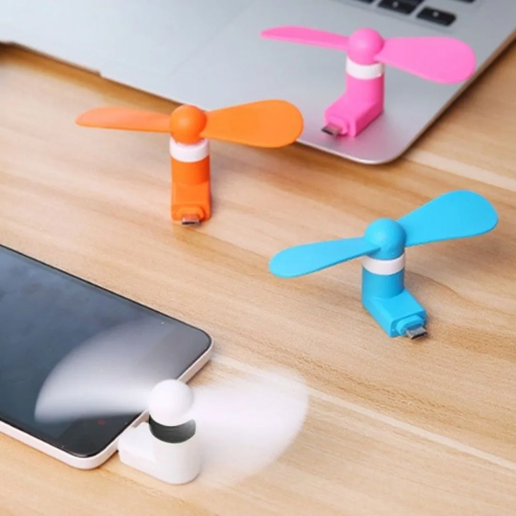 Mini ventilateur USB blanc sur iPhone