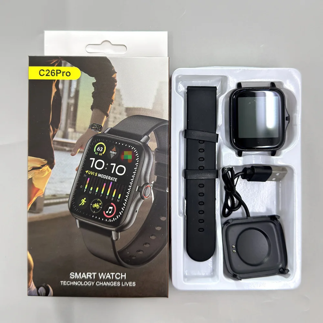 Smartwatch C26Pro noire - boîte et contenu